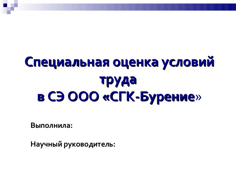 Оценка Условий Труда Дипломная Работа Оценка Условий Труда Дипломная Работа